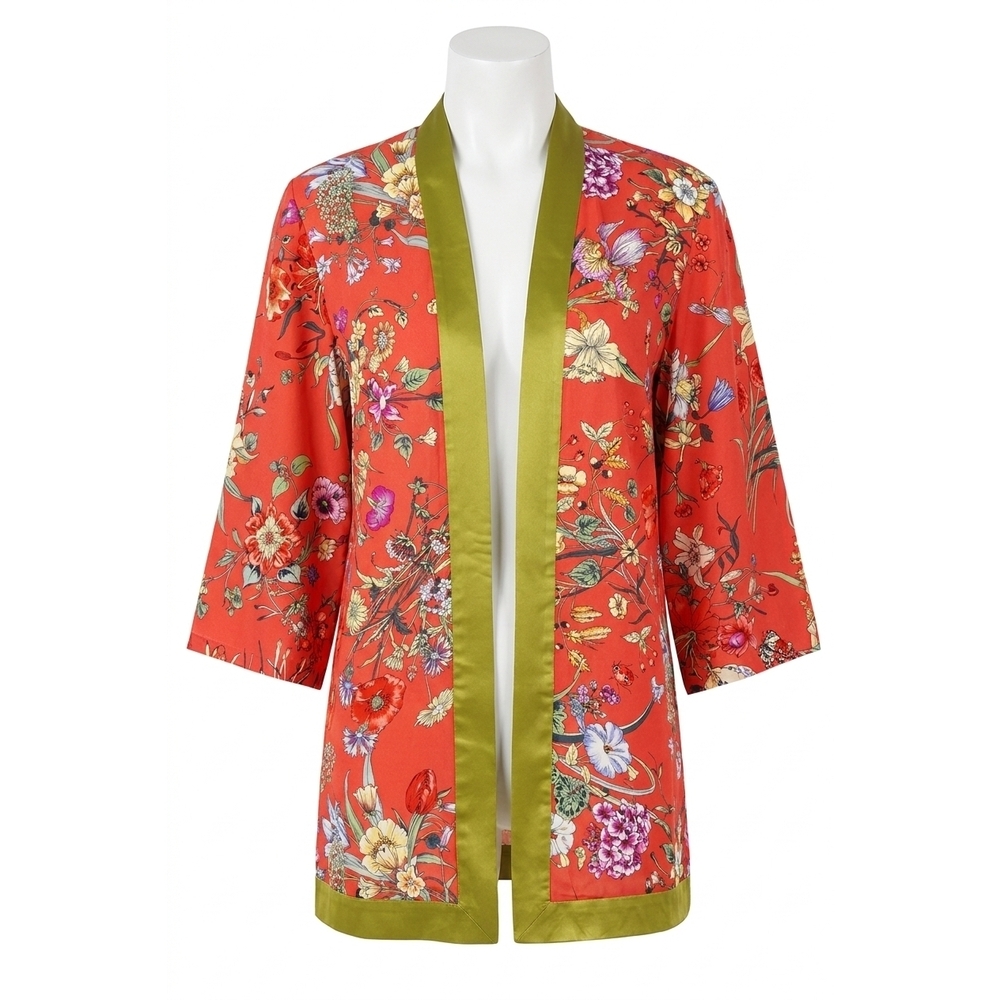 NEW LOVE TOKEN thomas floral open front kimono in coral
